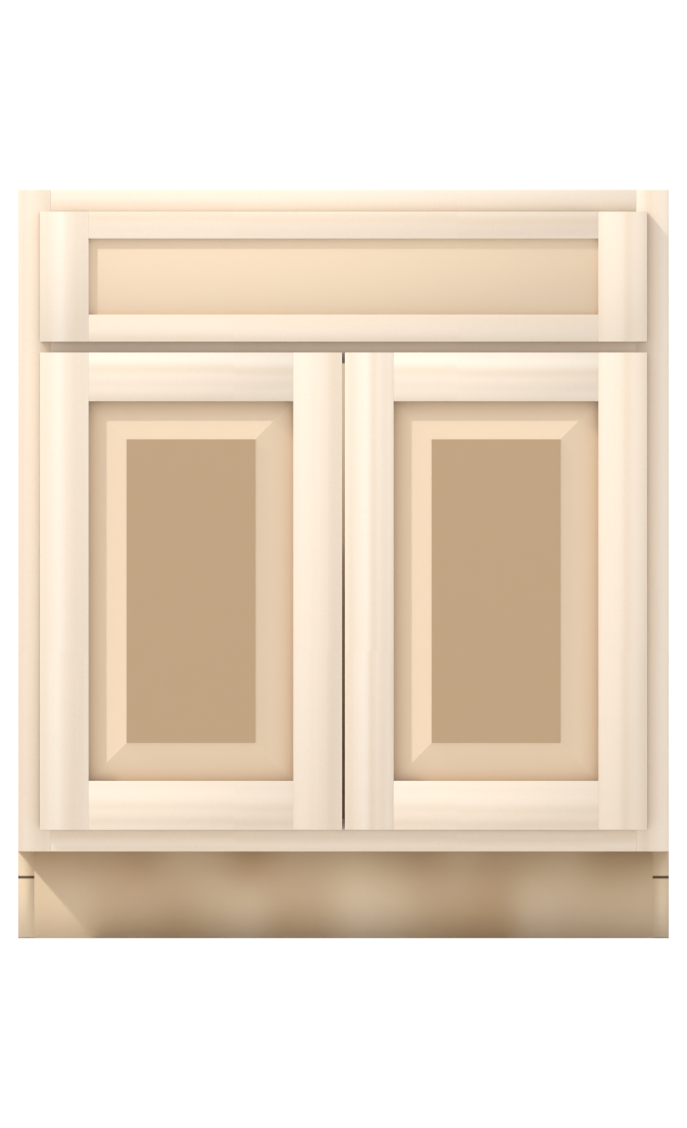 30" Face Frame Raised Panel Shaker base cabinet, ready to paint, front view