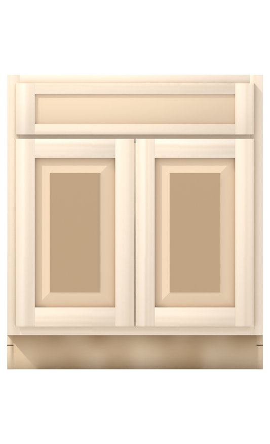30" Face Frame Raised Panel Shaker base cabinet, ready to paint, front view