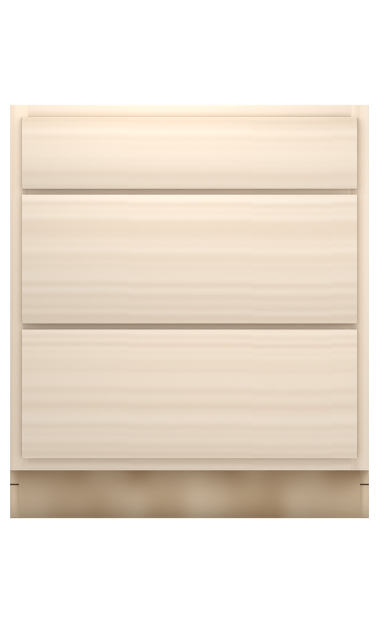 30" slab drawer base cabinet with 3 drawers, face frame, ready to paint, front view