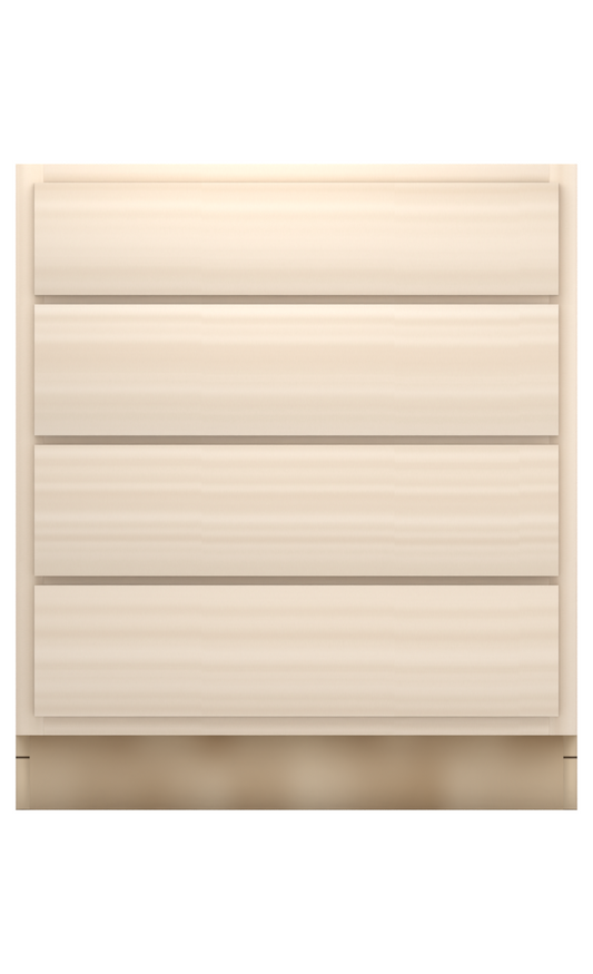 30" slab drawer base cabinet with 4 drawers, face frame, ready to paint, front view