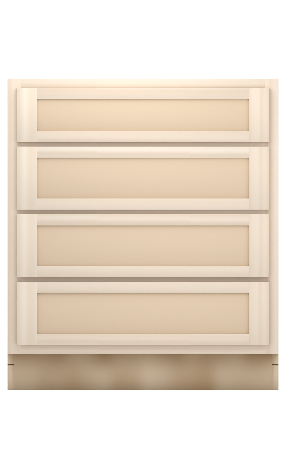 30" Face Frame Flat Shaker drawer base cabinet with 4 drawers, ready to paint, front view