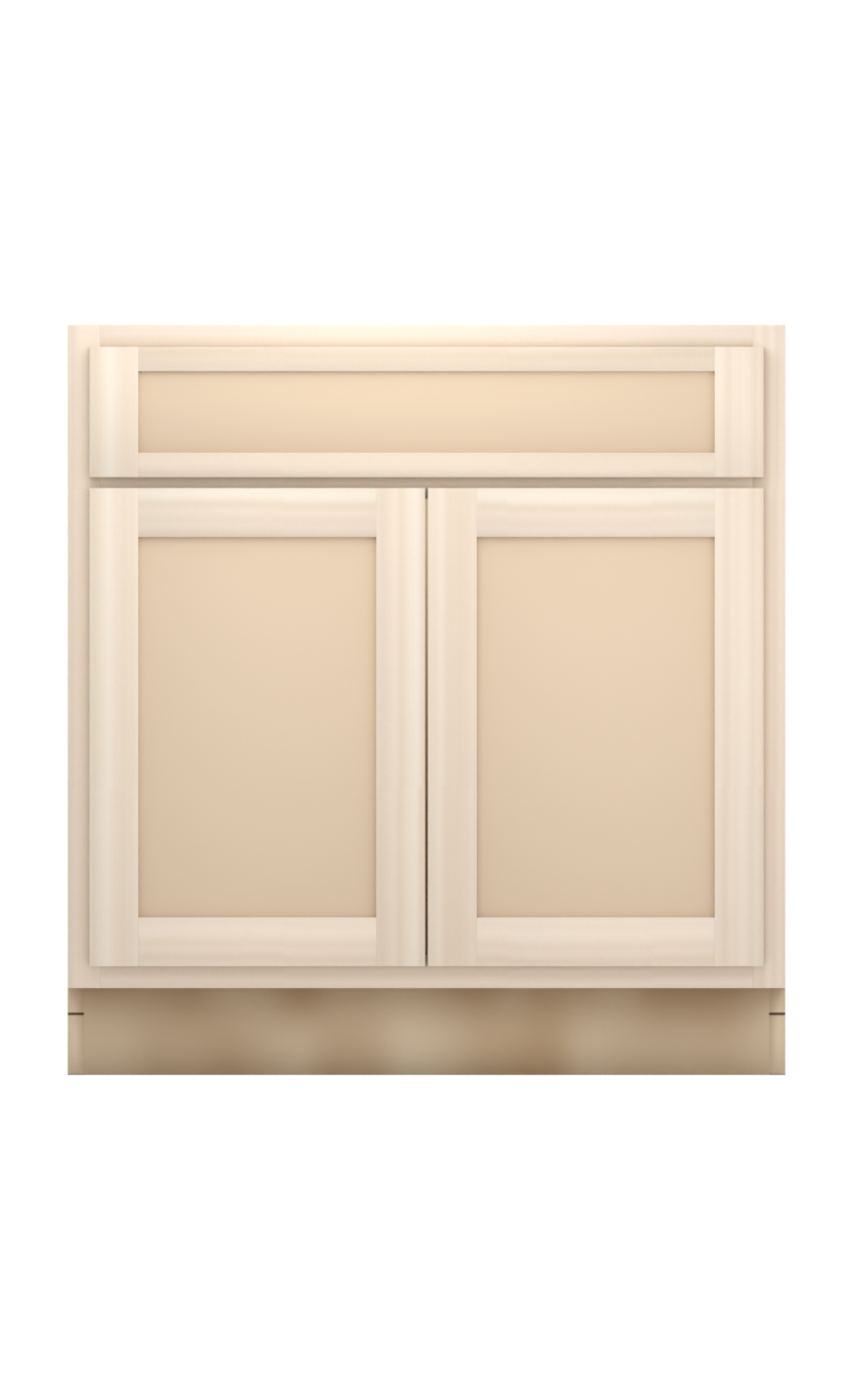33" Face Frame Flat Shaker base cabinet, ready to paint, front view