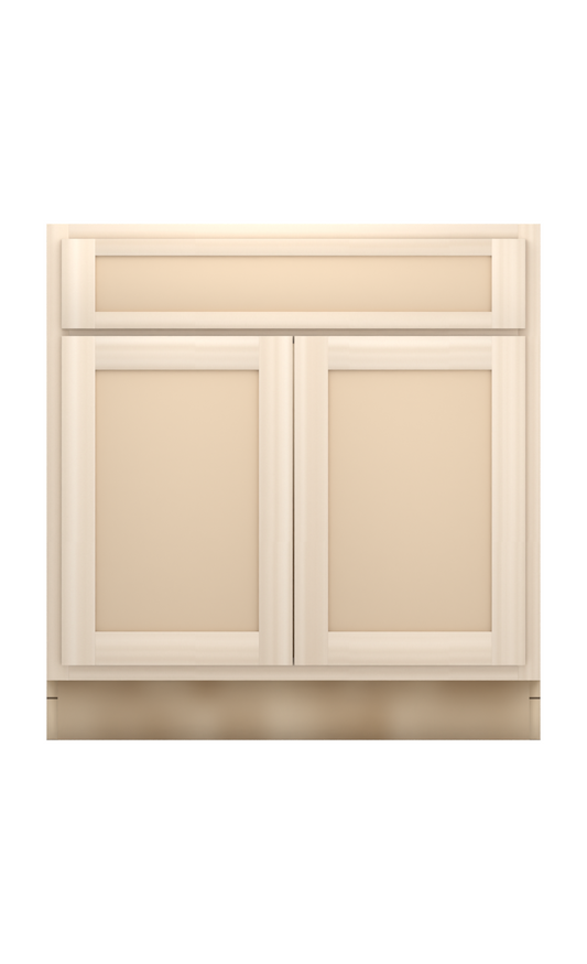 33" Face Frame Flat Shaker base cabinet, ready to paint, front view