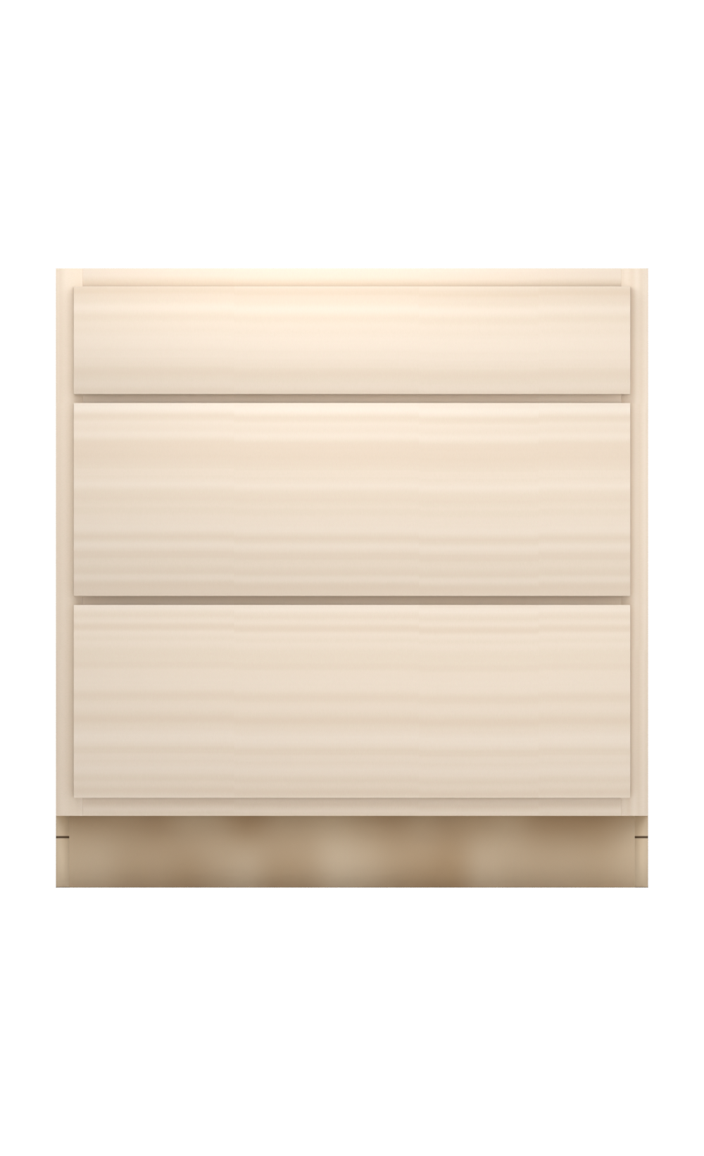 33" slab drawer base cabinet with 3 drawers, face frame, ready to paint, front view