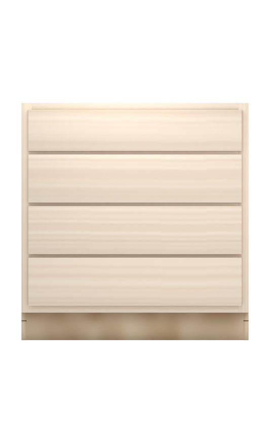 33" slab drawer base cabinet with 4 drawers, face frame, ready to paint, front view