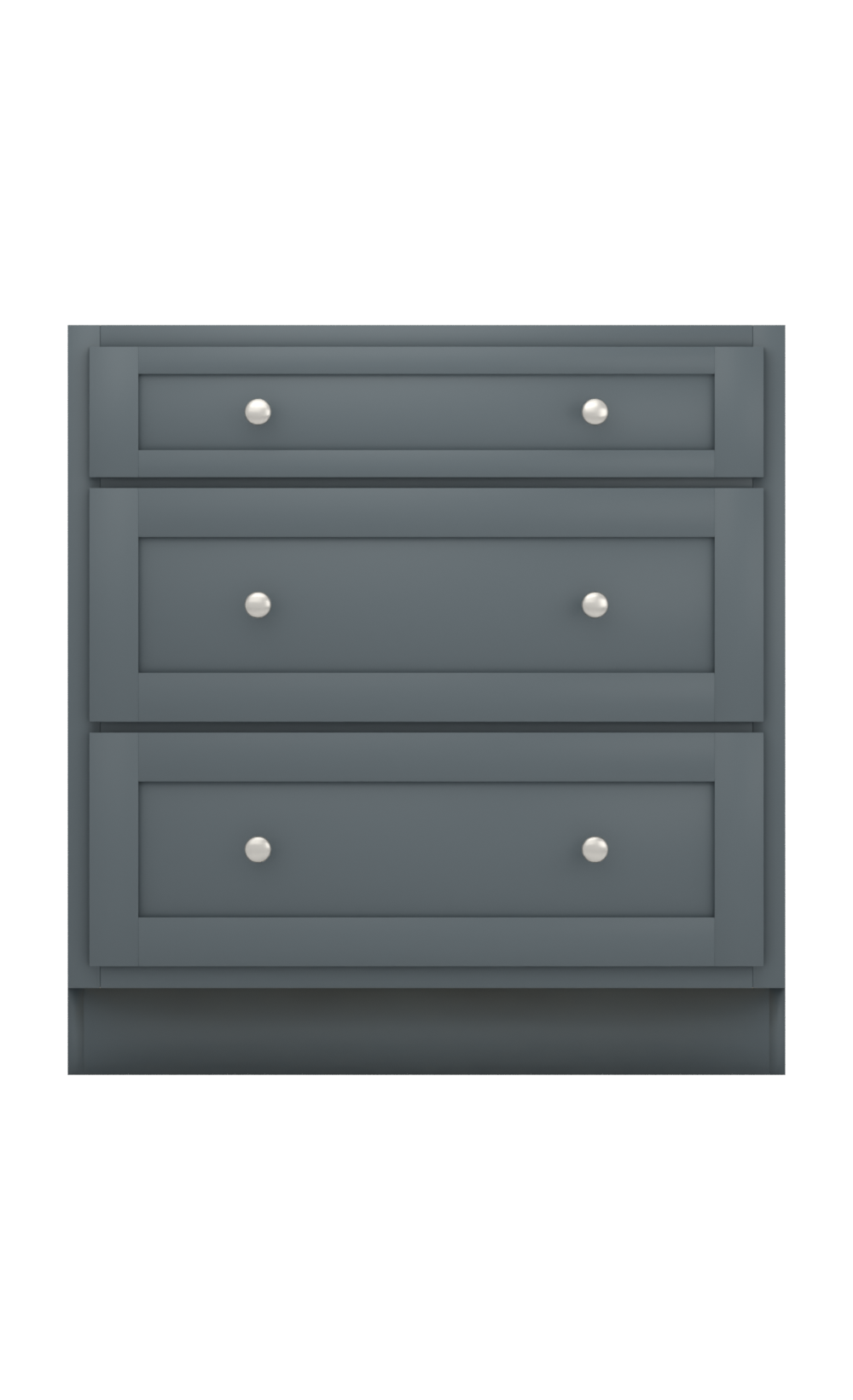 Painted example: Grays Harbor SW 6236 (Sherwin-Williams) with brushed nickel knobs