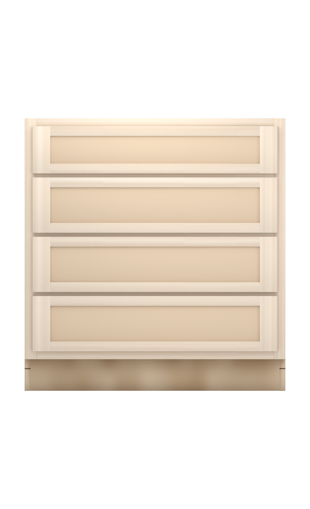 33" Face Frame Flat Shaker drawer base cabinet with 4 drawers, ready to paint, front view