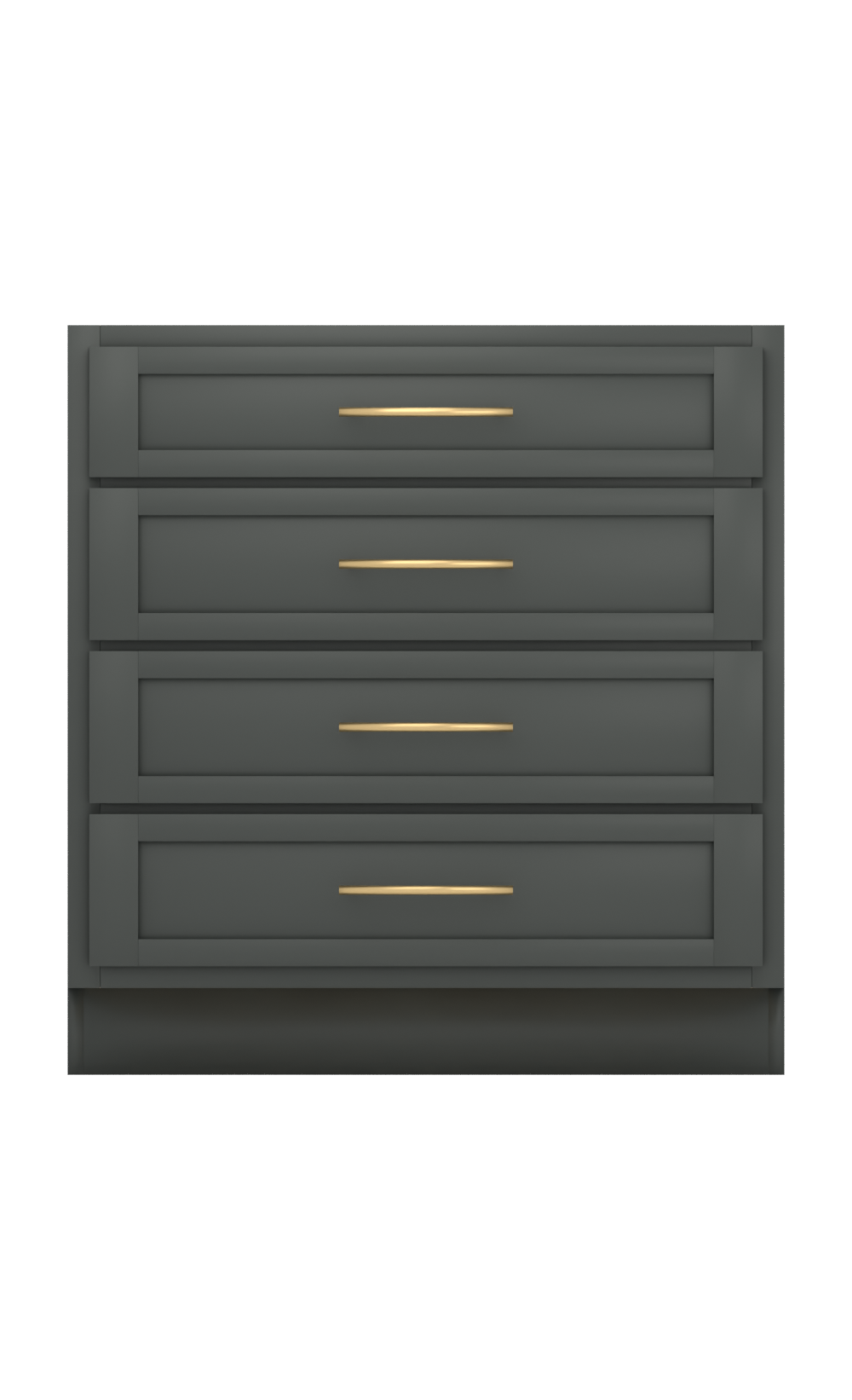 Painted example: Rock Bottom SW 7062 (Sherwin-Williams) with brushed brass bar pulls