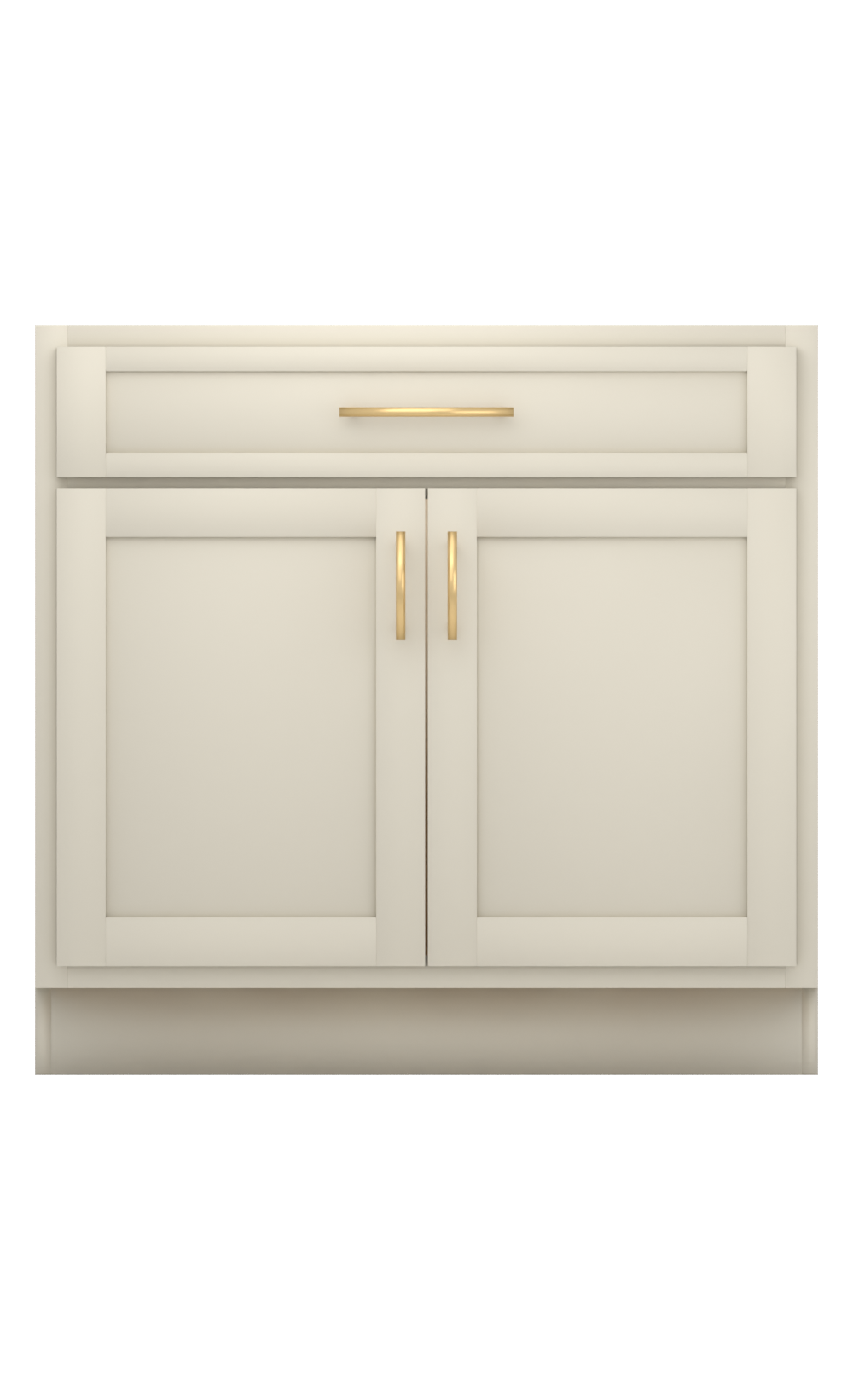 Painted example: Edgecomb Gray HC-173 (Benjamin Moore) with brushed brass bar pulls