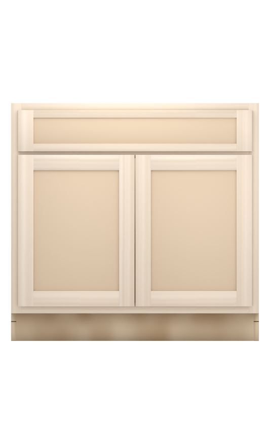 36" Face Frame Flat Shaker base cabinet, ready to paint, front view