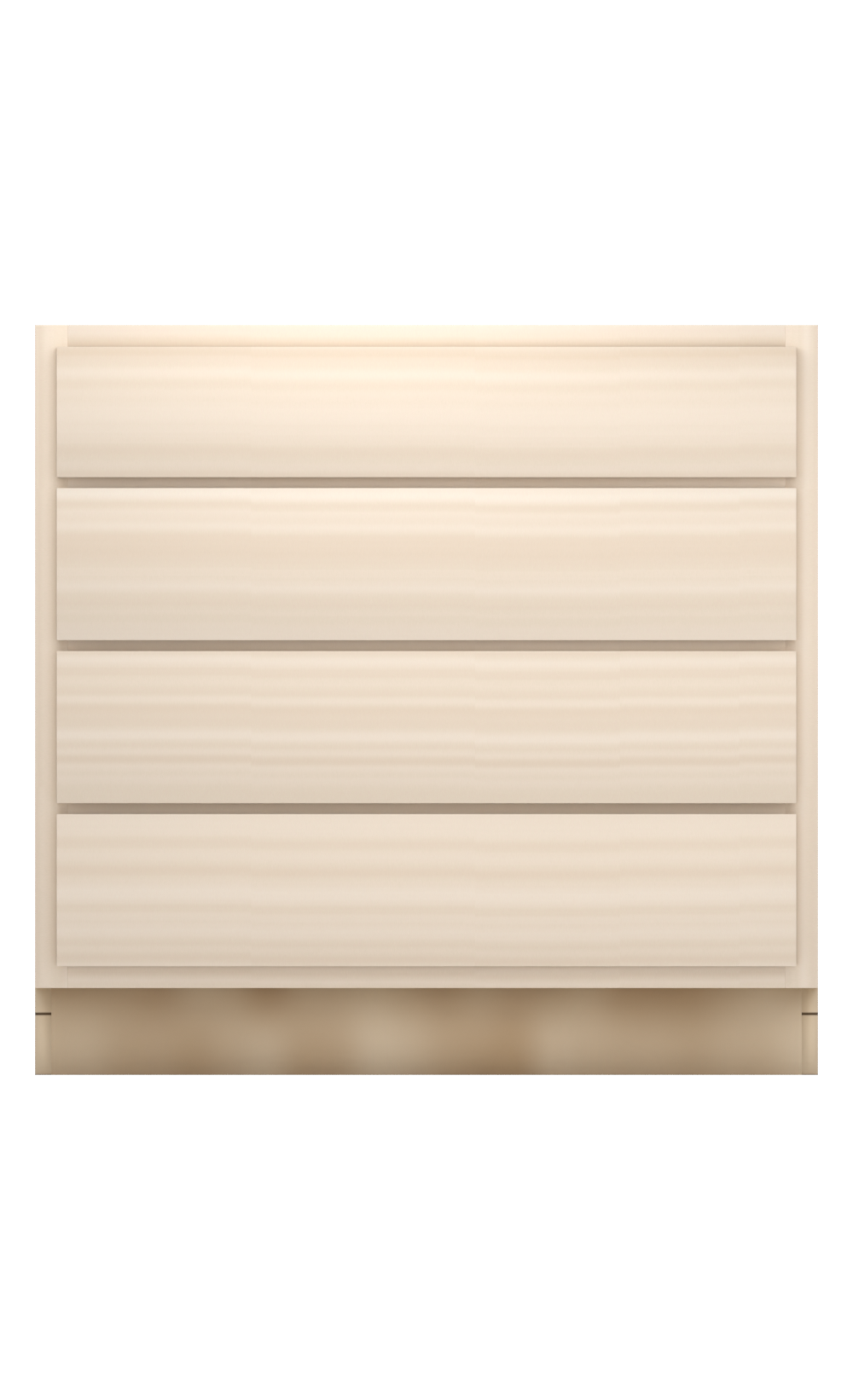 36" slab drawer base cabinet with 4 drawers, face frame, ready to paint, front view