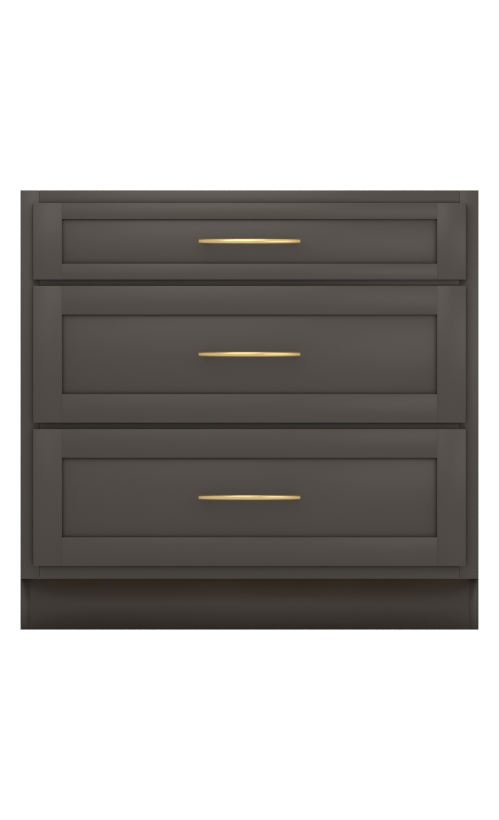 Painted example: Sealskin SW 7675 (Sherwin-Williams) with brushed brass bar pulls