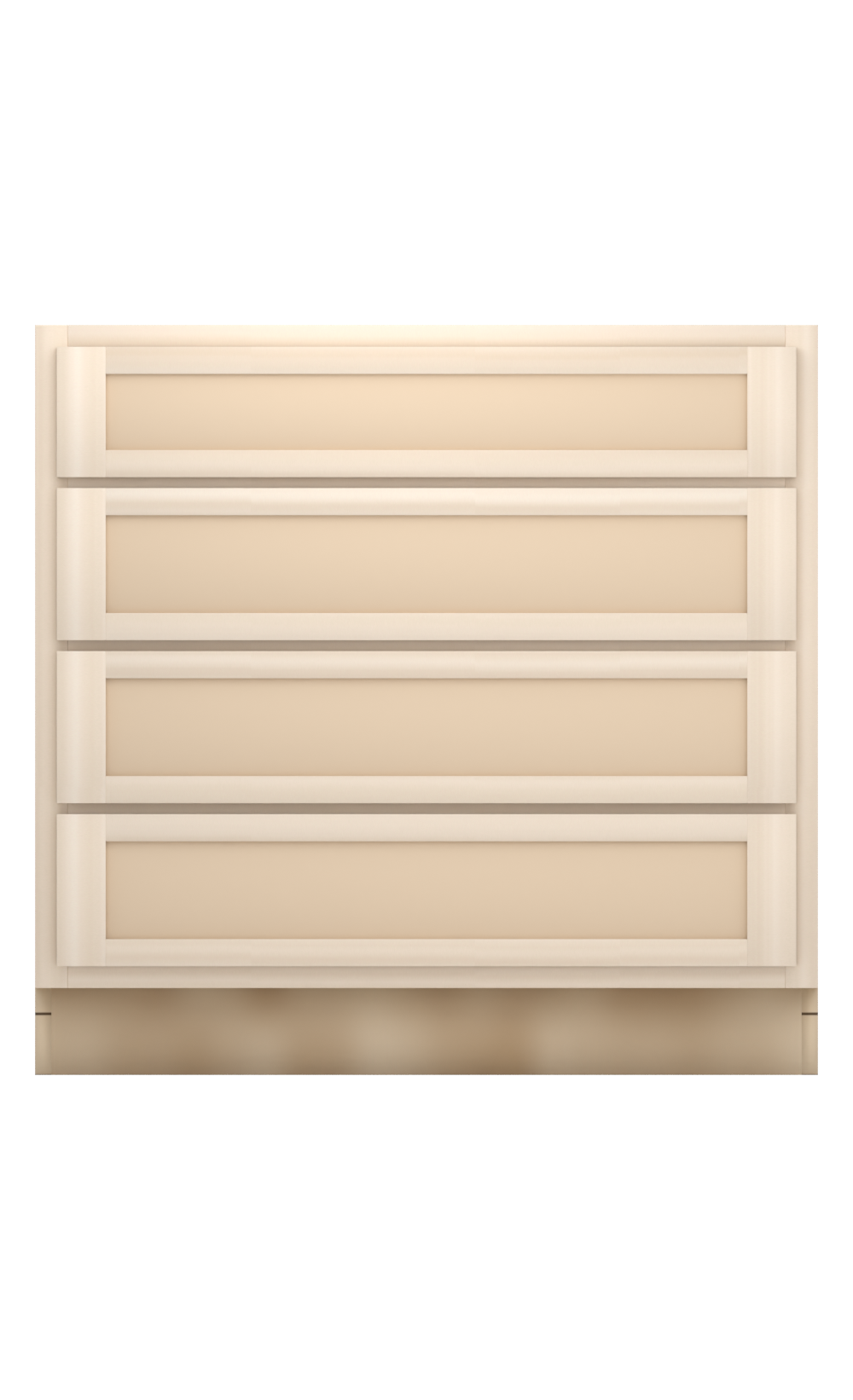 36" Face Frame Flat Shaker drawer base cabinet with 4 drawers, ready to paint, front view