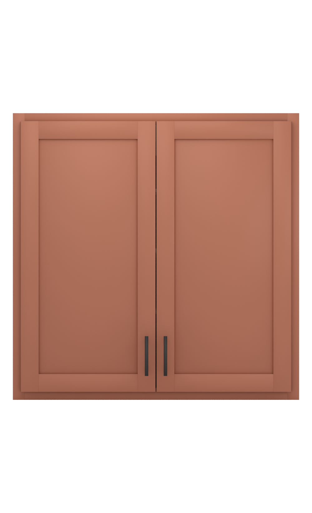 Painted example: Cavern Clay SW 7701 (Sherwin-Williams) with matte black bar pulls