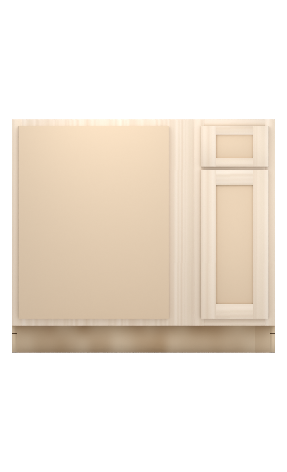 39" Face Frame Flat Shaker blind corner base cabinet, blind left (12" usable), ready to paint, front view