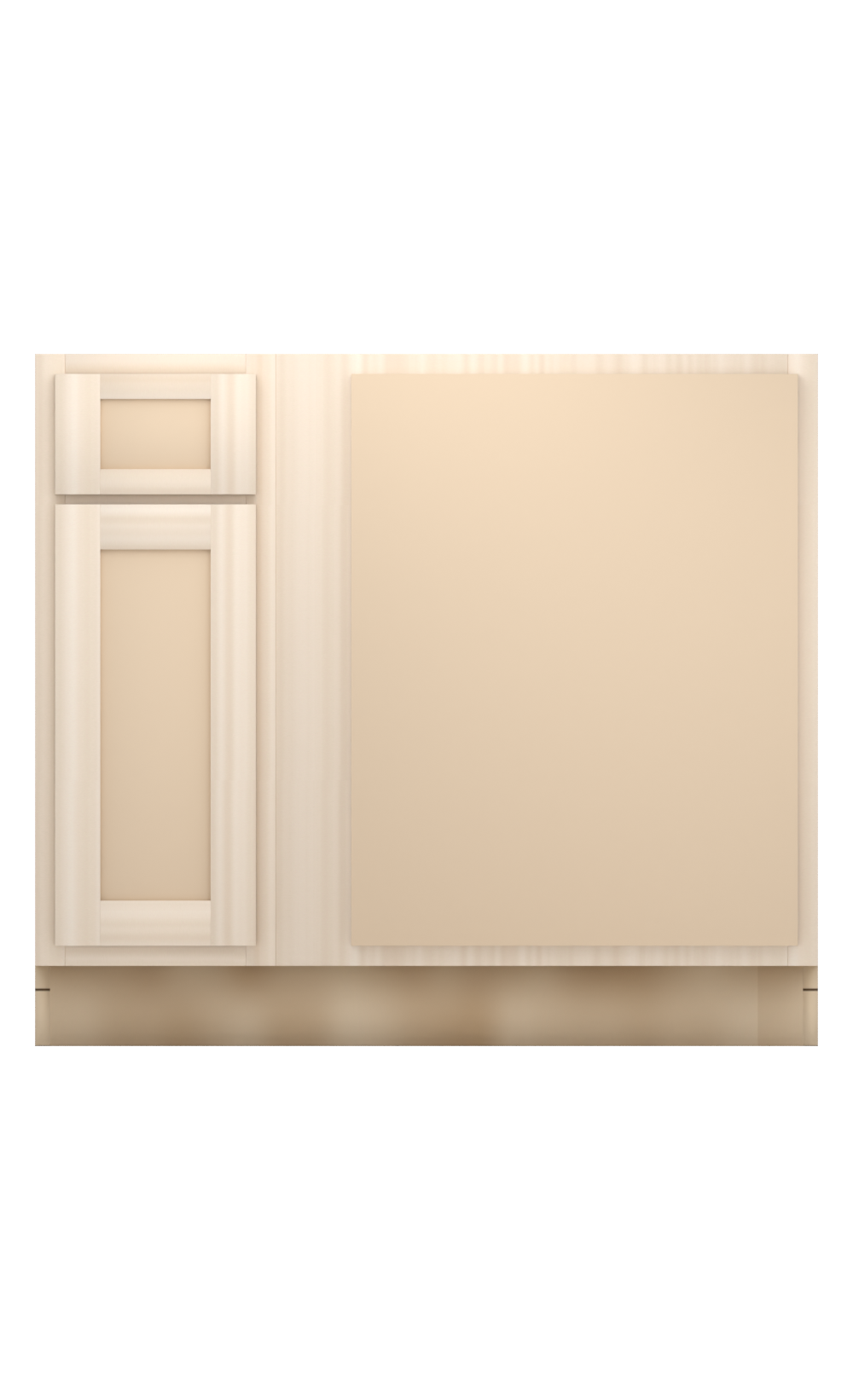 39" Face Frame Flat Shaker blind corner base cabinet, blind right (12" usable), ready to paint, front view
