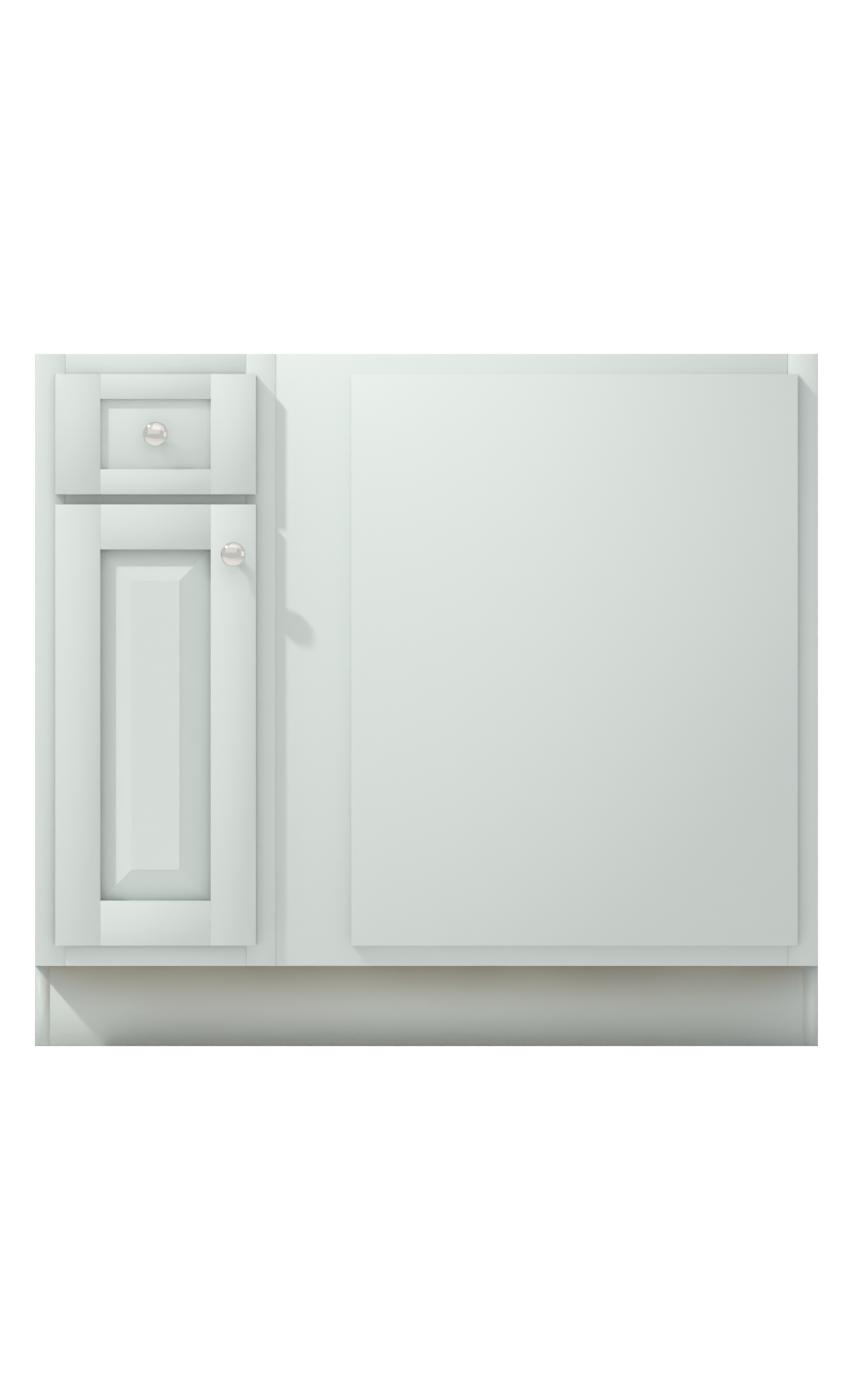 Painted example: Topsail SW 6217 (Sherwin-Williams) with polished nickel knobs