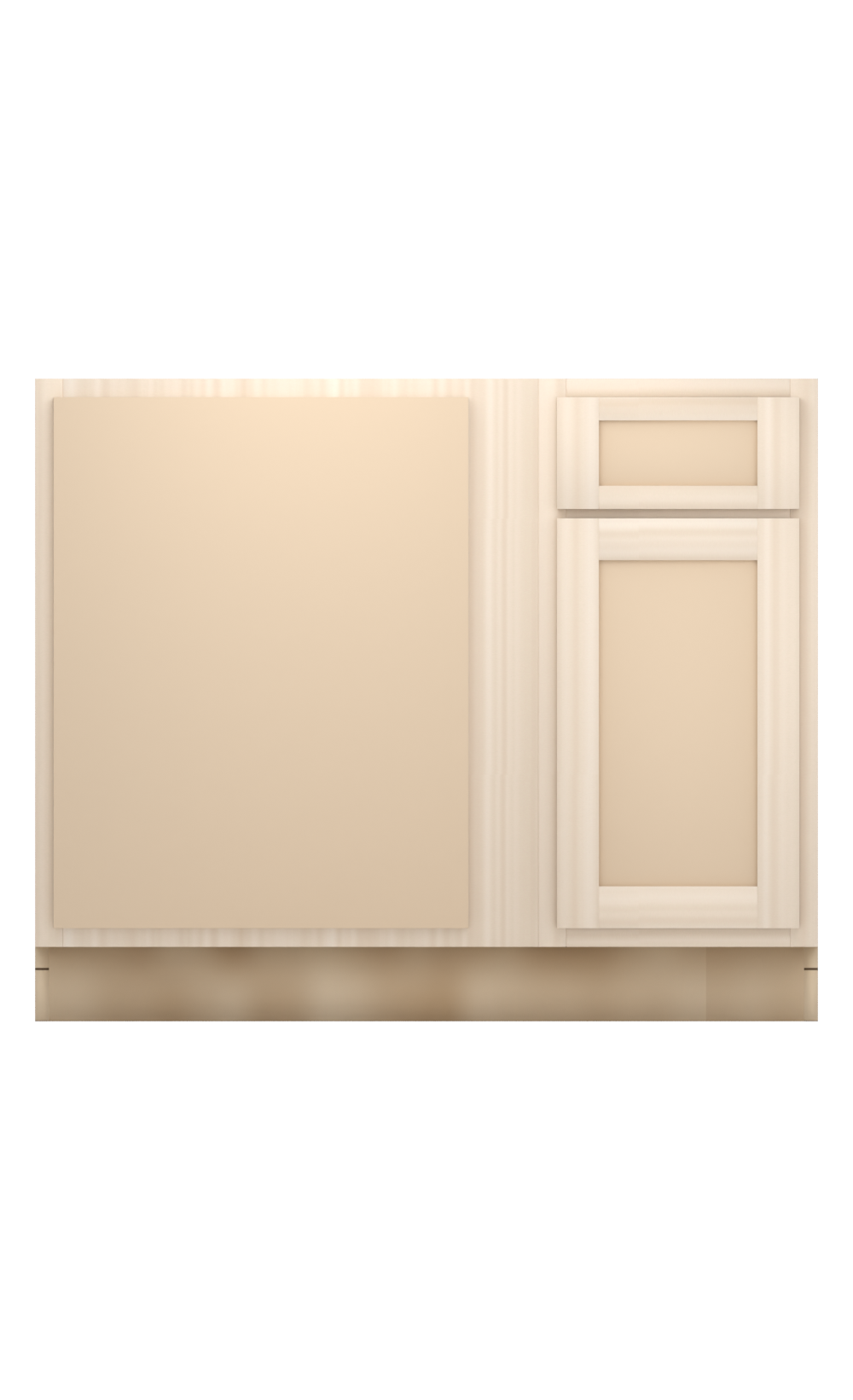 42" Face Frame Flat Shaker blind corner base cabinet, blind left (15" usable), ready to paint, front view