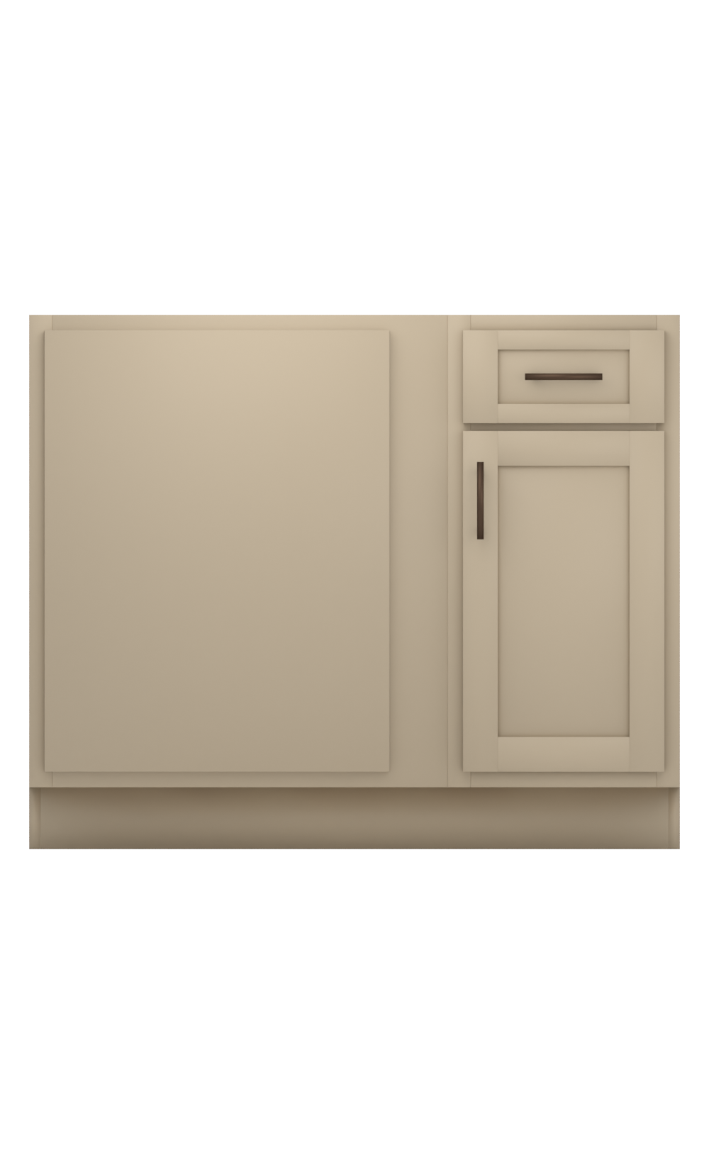 Painted example: Universal Khaki SW 6150 (Sherwin-Williams) with oil-rubbed bronze bar pulls