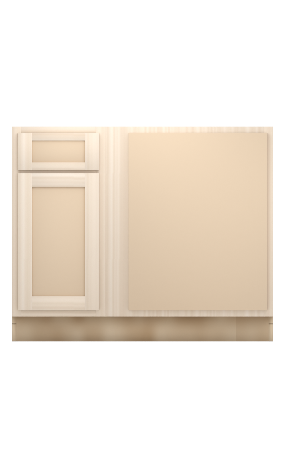 42" Face Frame Flat Shaker blind corner base cabinet, blind right (15" usable), ready to paint, front view