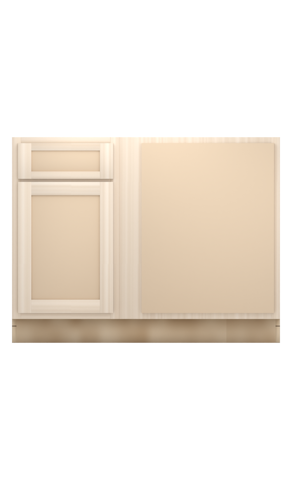 45" Face Frame Flat Shaker blind corner base cabinet, blind right (18" usable), ready to paint, front view