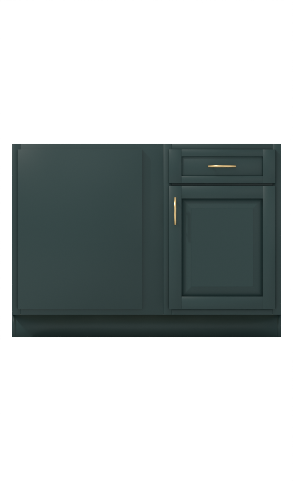 Painted example: Cascades SW 7623 (Sherwin-Williams) with brushed brass bar pulls