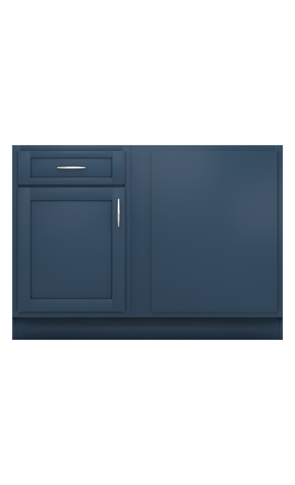 Painted example: Salty Dog SW 9177 (Sherwin-Williams) with polished nickel bar pulls