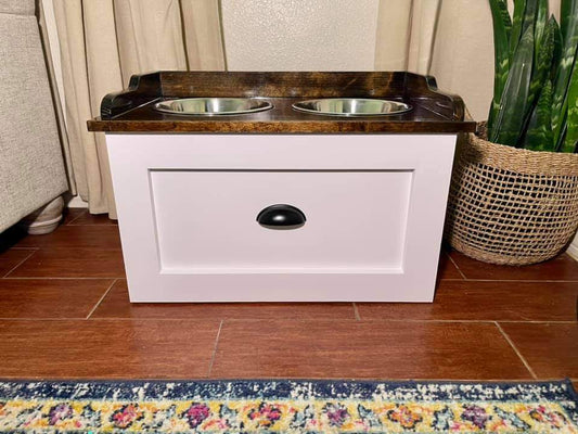 Large with Backsplash Raised Dog Bowl Feeding Station