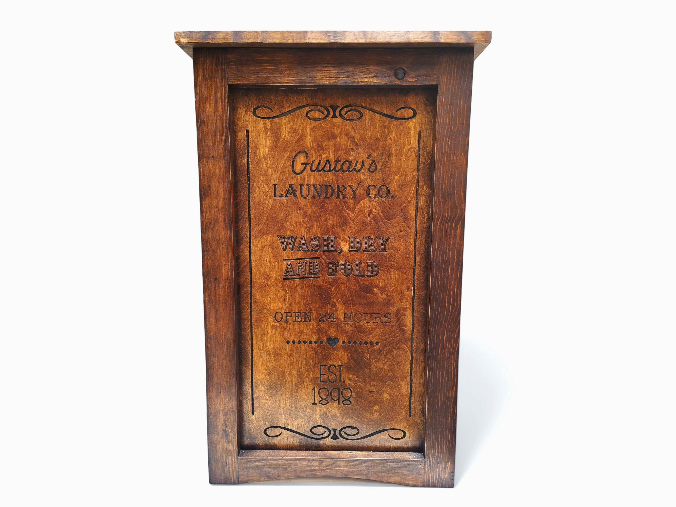 Engraved Wood LARGE Modern Rustic Engraved Laundry Hamper With Lid - S ...