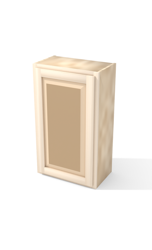21" x 36" Face Frame Raised Panel Shaker wall cabinet, ready to paint, three-quarter view