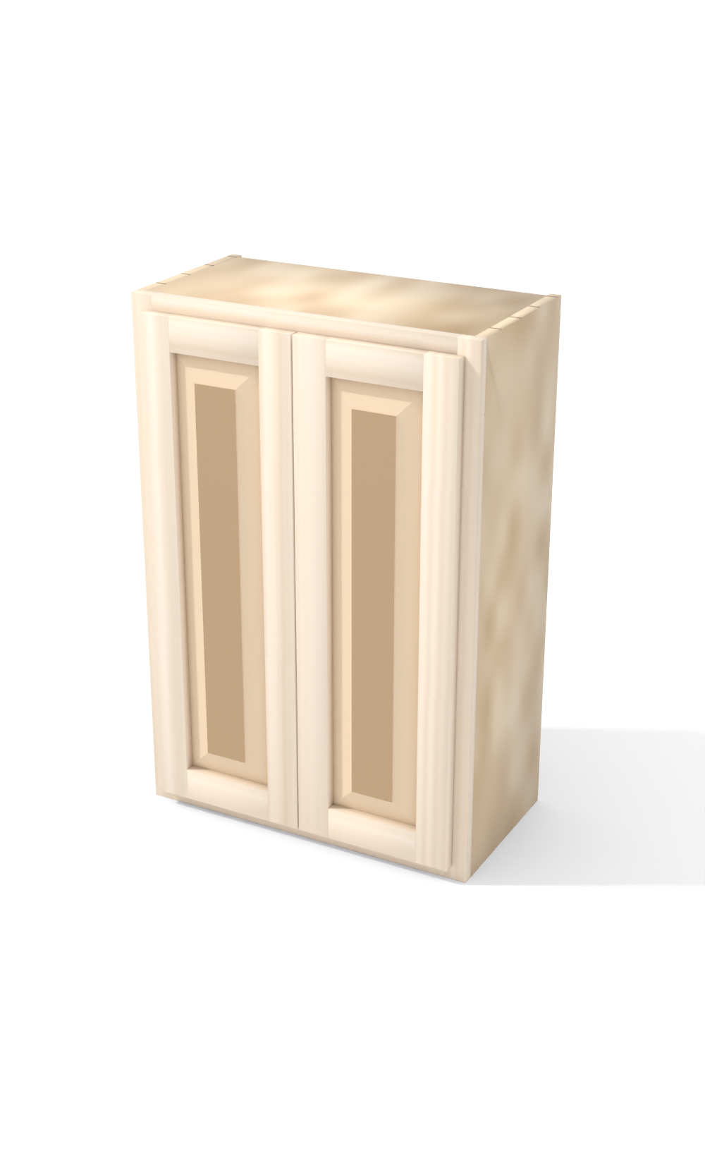 24" x 36" Face Frame Raised Panel Shaker wall cabinet, two doors, ready to paint, three-quarter view