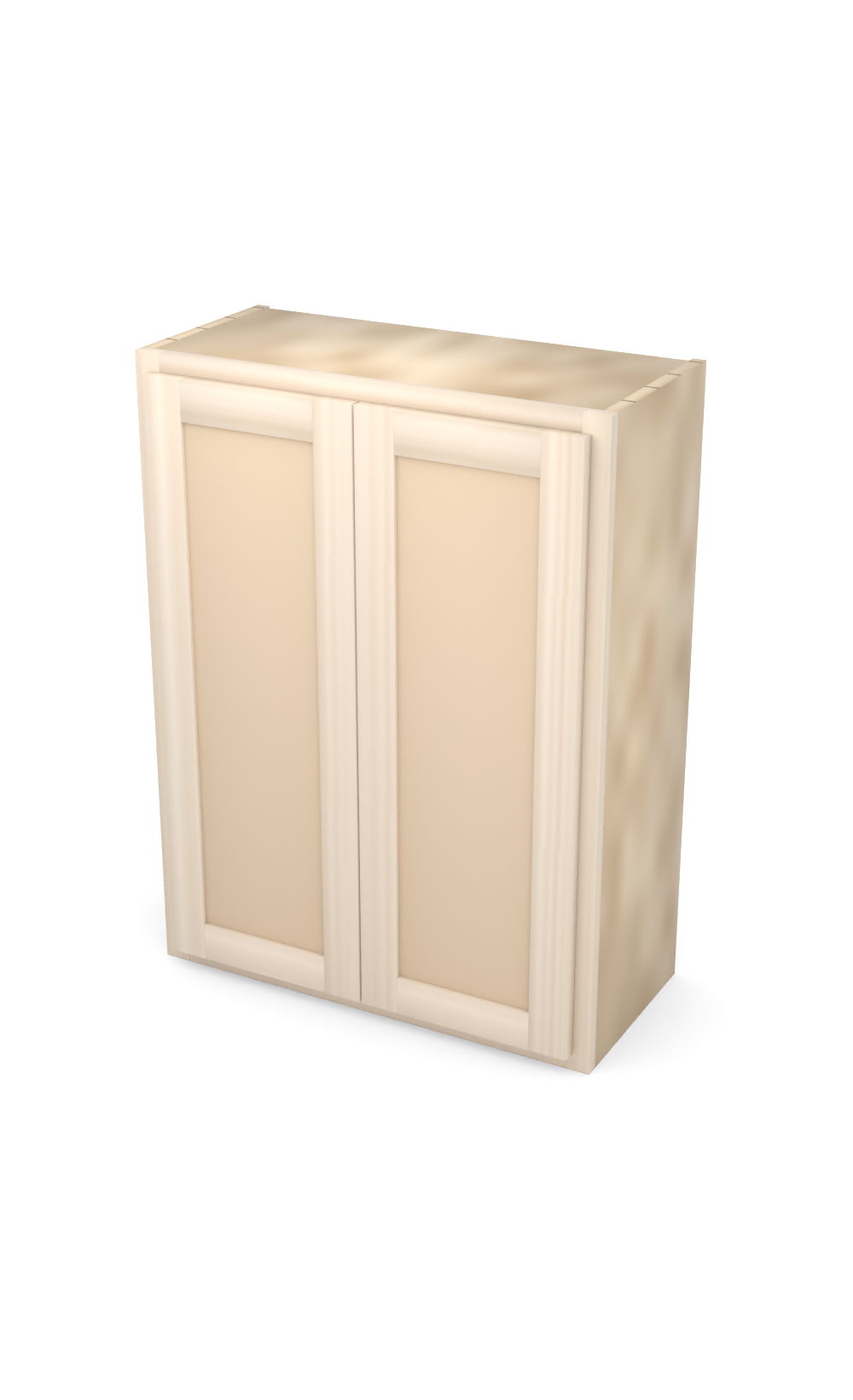 27" x 36" Face Frame Flat Shaker wall cabinet, ready to paint, three-quarter view
