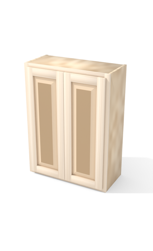 27" x 36" Face Frame Raised Panel Shaker wall cabinet, ready to paint, three-quarter view