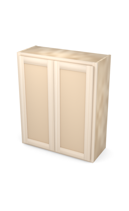 30" x 36" Face Frame Flat Shaker wall cabinet, ready to paint, three-quarter view