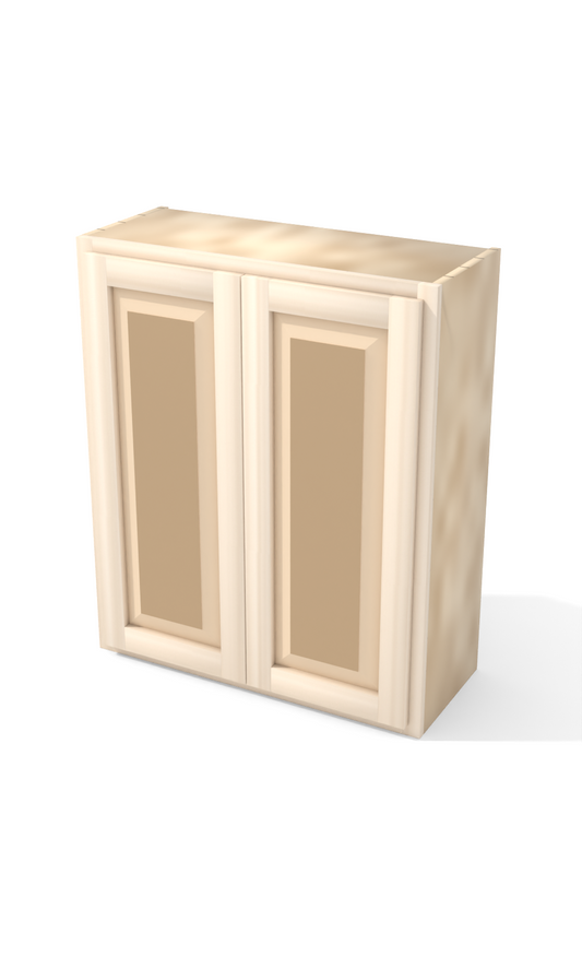 30" x 36" Face Frame Raised Panel Shaker wall cabinet, ready to paint, three-quarter view