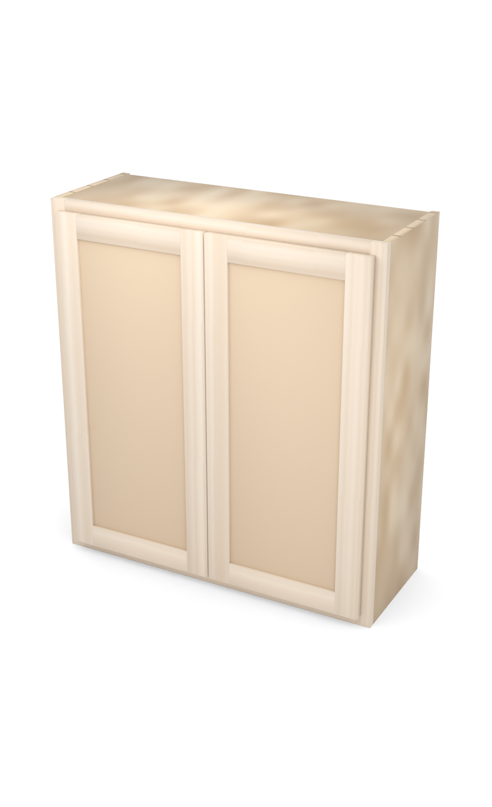 33" x 36" Face Frame Flat Shaker wall cabinet, ready to paint, three-quarter view