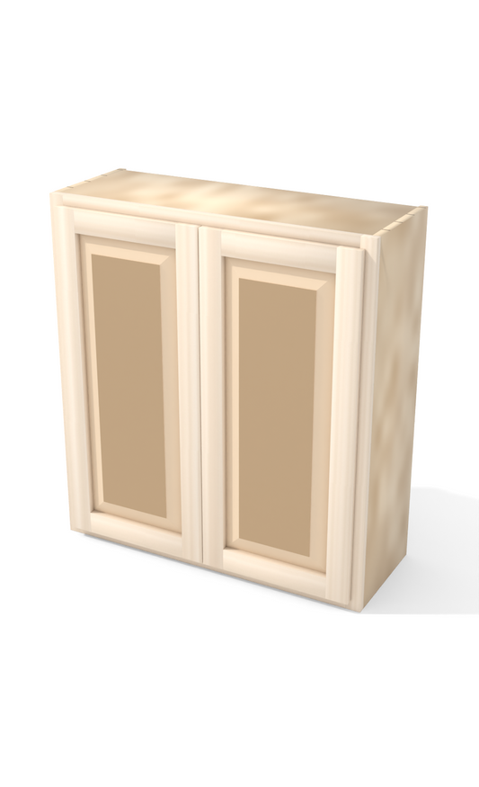 33" x 36" Face Frame Raised Panel Shaker wall cabinet, ready to paint, three-quarter view