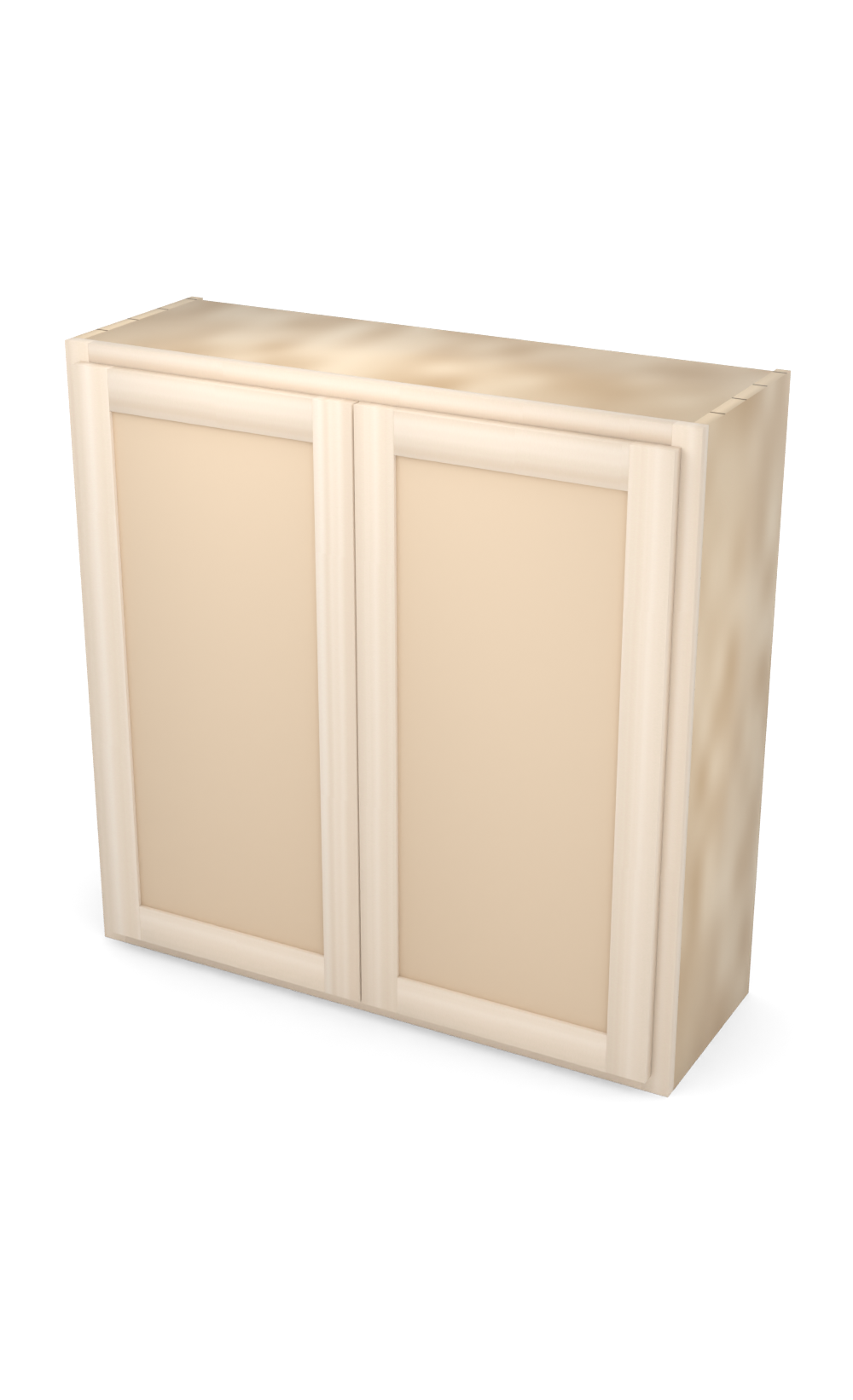 36" x 36" Face Frame Flat Shaker wall cabinet, ready to paint, three-quarter view