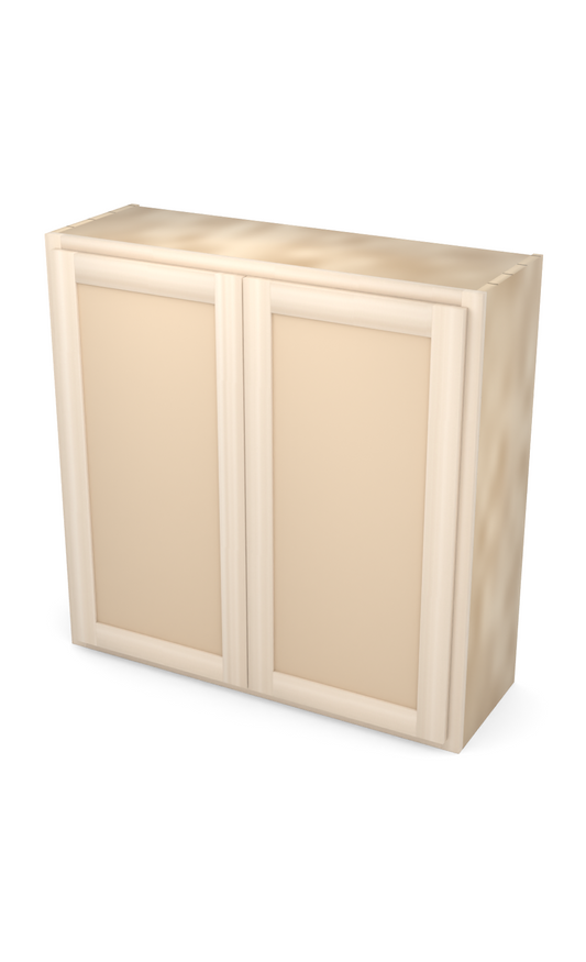 36" x 36" Face Frame Flat Shaker wall cabinet, ready to paint, three-quarter view