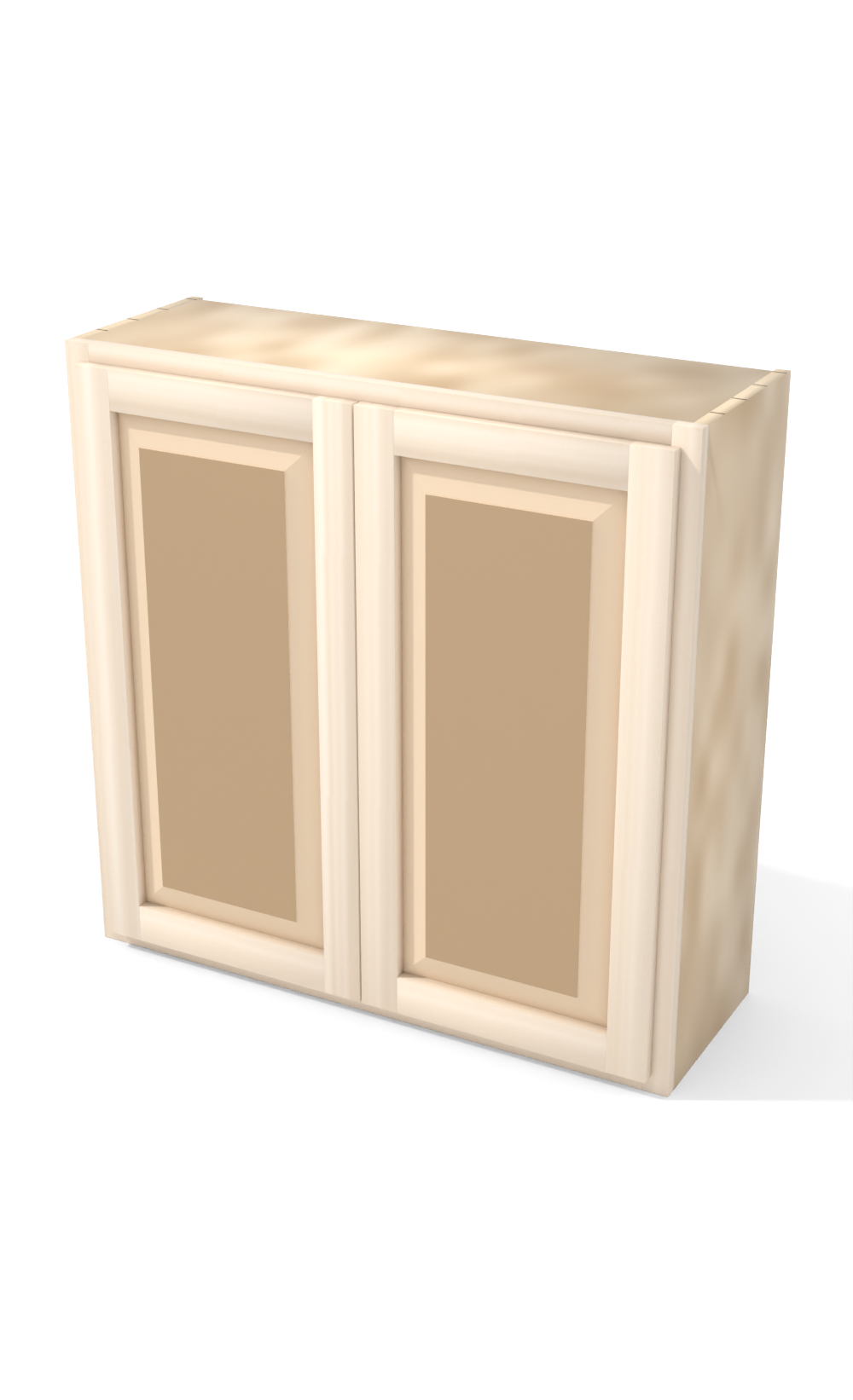 36" x 36" Face Frame Raised Panel Shaker wall cabinet, ready to paint, three-quarter view